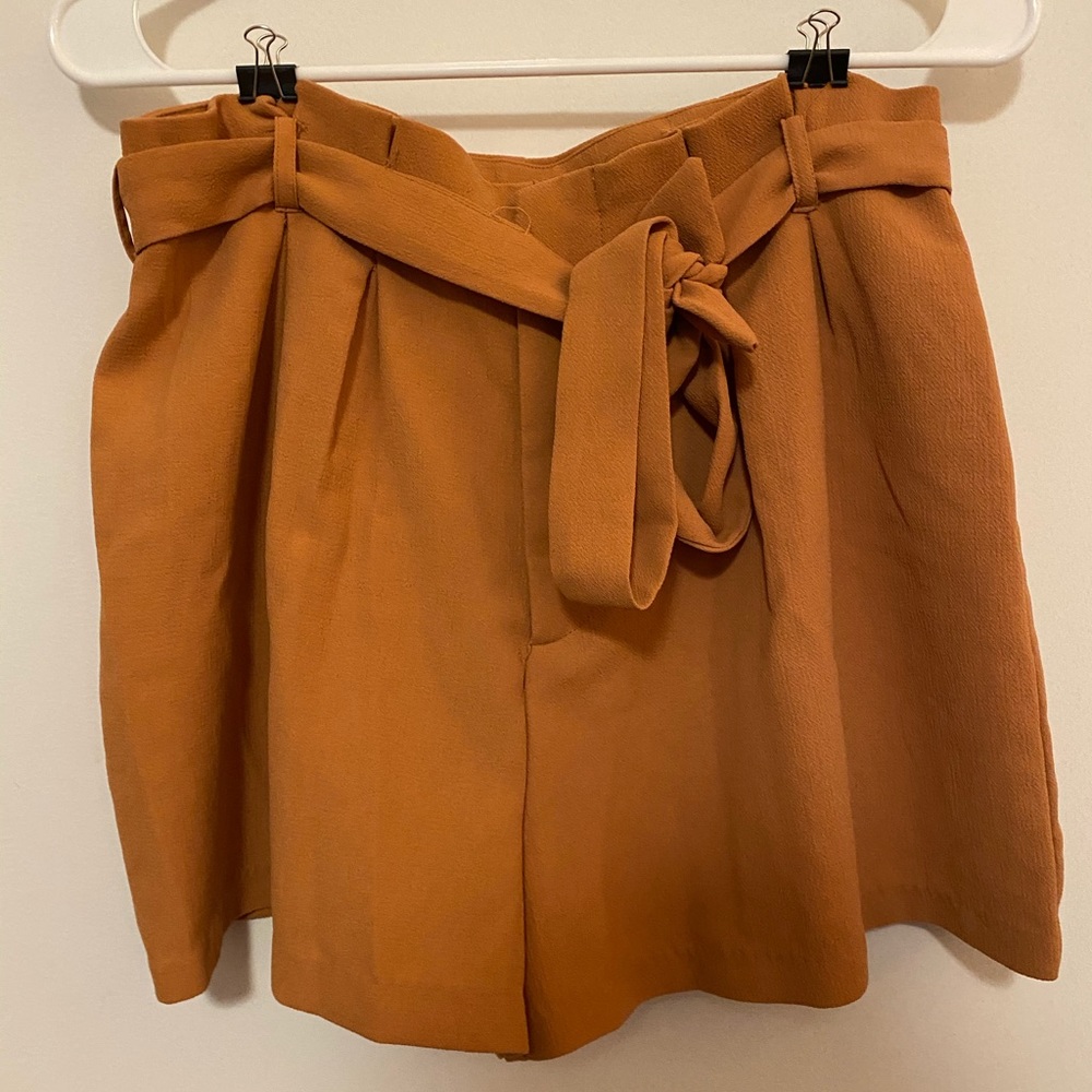 Paper bag tan shorts